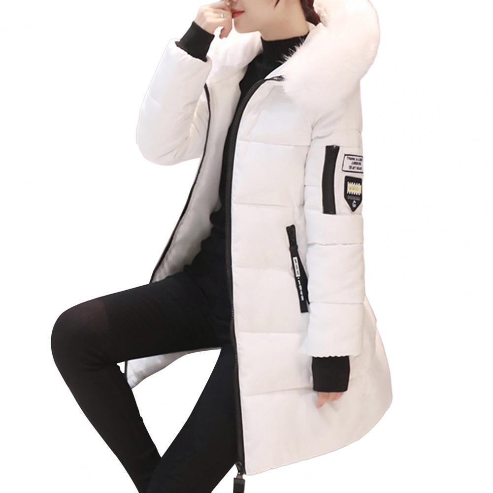 Women Puffer Down Jacket Coat Fashion Women Winter Cotton Parka Thickened Padded Stuffed Hooded Mid Length Warm Zip Up Slim Lady Down Coat Long Over