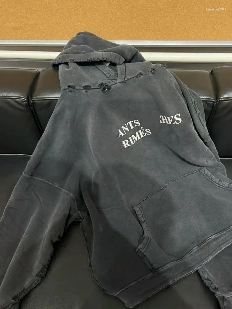 Men's Hoodies Designer Vintage Distressed Hoodie Y2k Washed dyed Letter Print Sweatshirt Hip Hop Fashion High Street Pullover 12