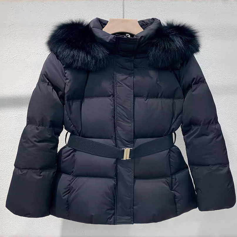 Womens 2026 Winter Down Jacket with Large Fox Fur Collar A Stylish SlimFit Short Coat a WaistDefining Silhouette 260923