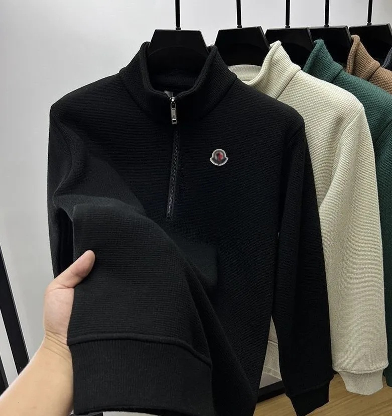 Designer Hoodies fleece lined and thickened sweater jackets France Embroidery Half zip Brand Stand up collar base shirt top clothes men Hoodies b9