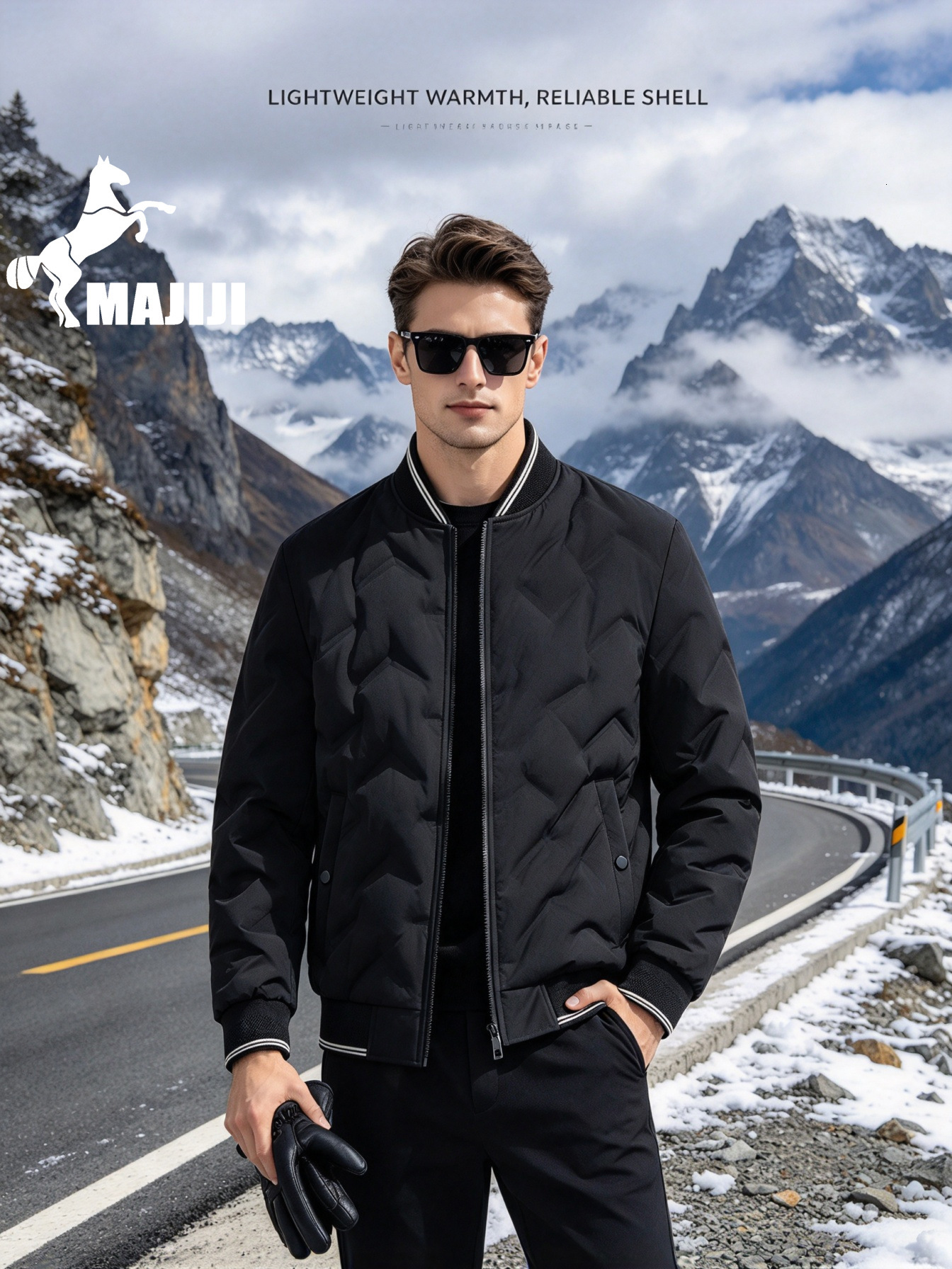 Men Baseball Collar White Duck Down Jacket 2026 Winter New Open Front Design Trendy Warm Puffer Coat Windproof Outerwear For Men Daily Casual Cold W