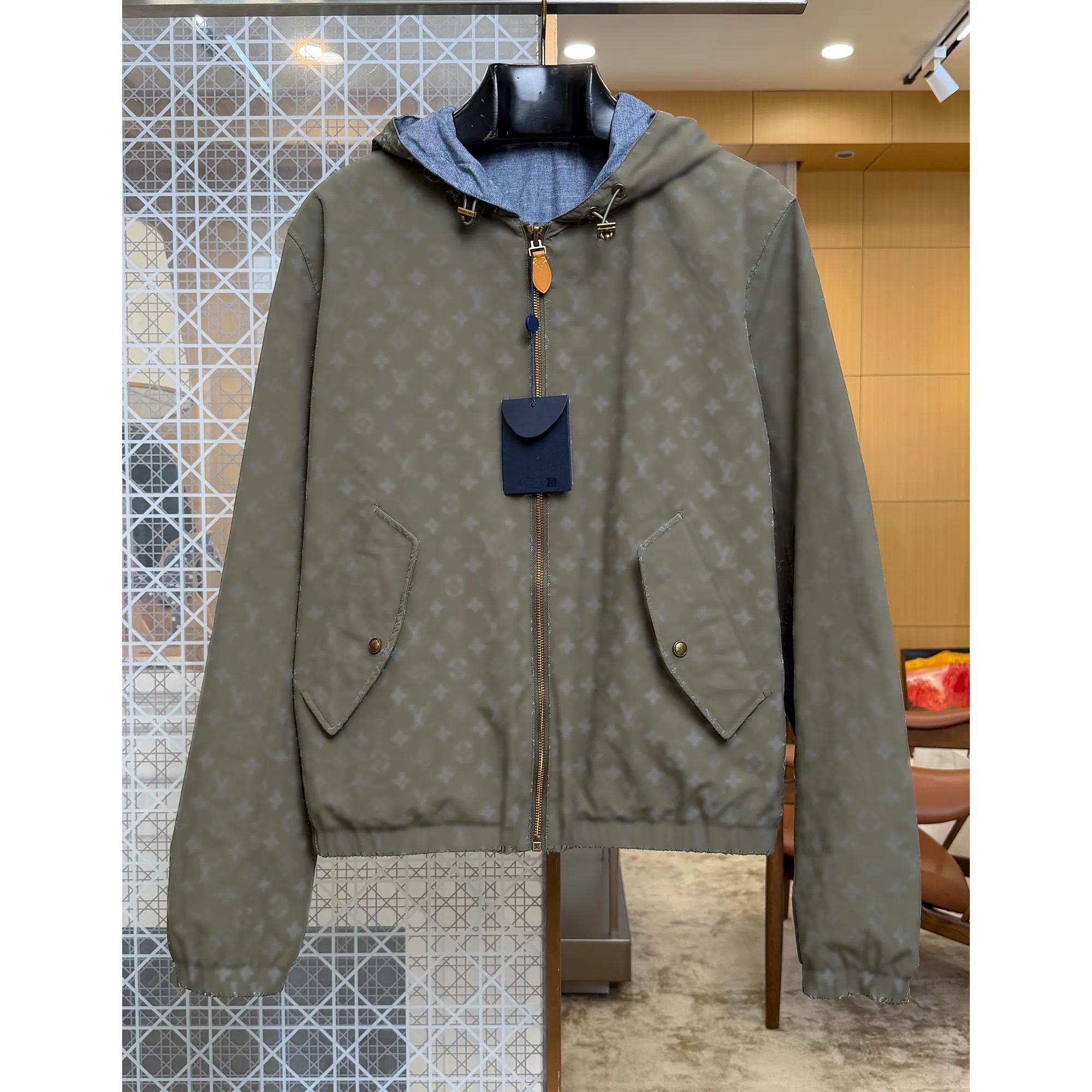 Men's And Women's Luxury Designer Men Reversible Hooded Jacket Letter Embroidery Jacquard Print Loose Cotton Casual Zip Outerwear Coat 65e