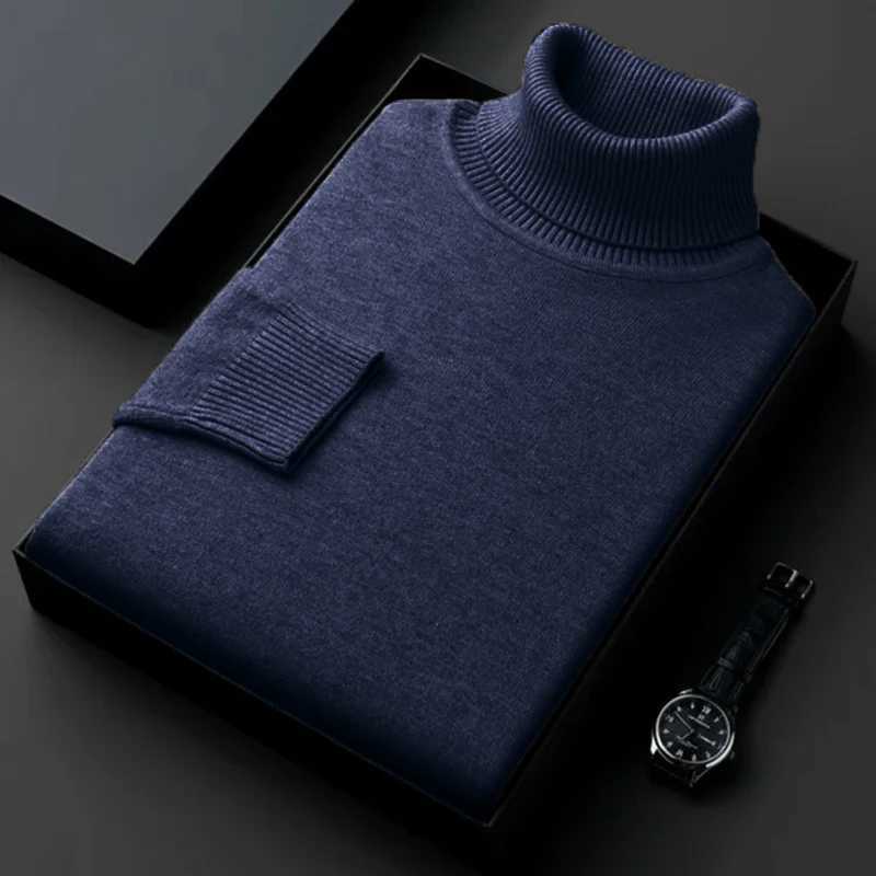 Quty Sweatwear High Mens Anti-pilling Knitted Turtleneck Sweater Slim Fit Long Slve Pullover Solid Color Trend Men Clothing M261016