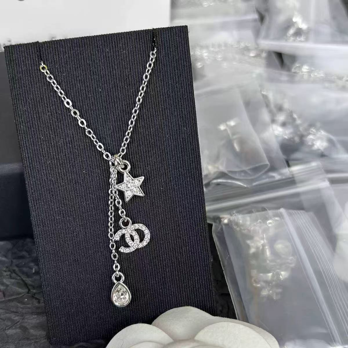 Full CZ Star Teardrop Tassel Necklace, Daily Wear Luxury Women Clavicle Chain