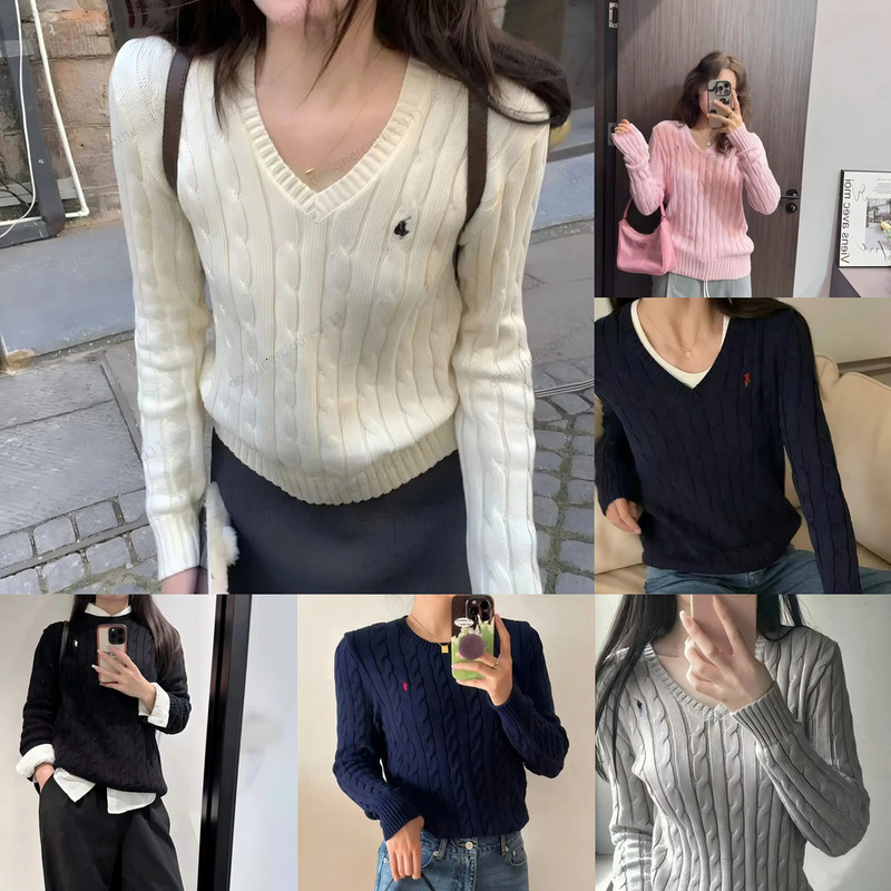 RalphLarry Cashmere sweater Womens sweater Designer brand retro pullover sweater classic embroidery LOGO crew neck sweater casual sports fashion POL