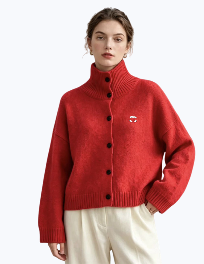 Designer Womens Sweater stand collar and buttons short knitted cardigan jacket cc Letter Embroidery Pullover Winter Sweater
