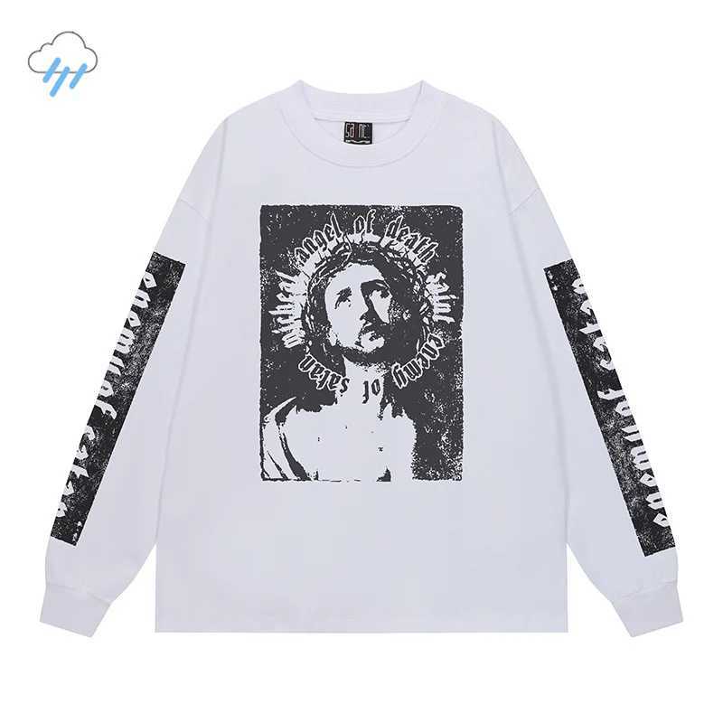 All Seasons Saint Basic Long Sleeve T-Shirt Men Women Couple Casual Fashion Tee Tops Oversized Jesus Print T Shirt Inside Tags T261019