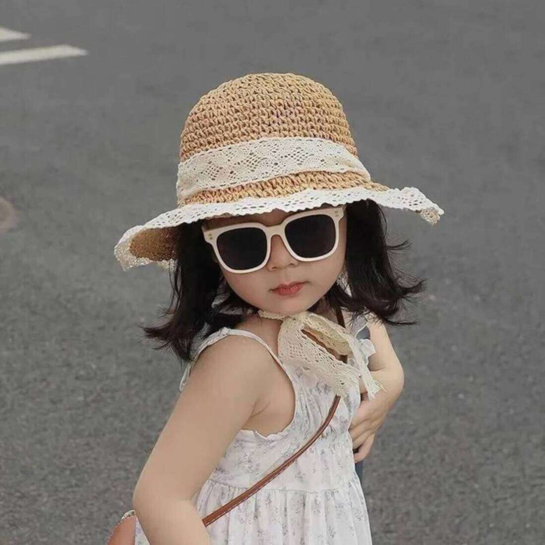 Kids Hats Summer Childrens Lace Straw Hats Girls Spring And baby Autumn Sunscreen Sunshade Baby Holiday Beach Cap Sun Hat Kids