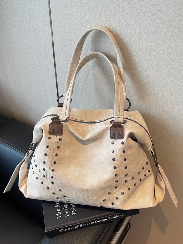 Luxury Brand Designer Bag Large-Capacity Women's 2026 Spring New Casual Studded Underarm Shoulder Travel Commuter Tote Bag Trendy