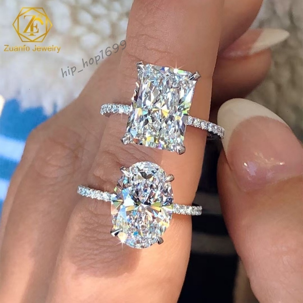Custom Vvs Radiant Cut Lab Grown Diamond Vintage Wedding Party Rings White Gold 10k/14k/18k Solid Gold Women's Jewelry