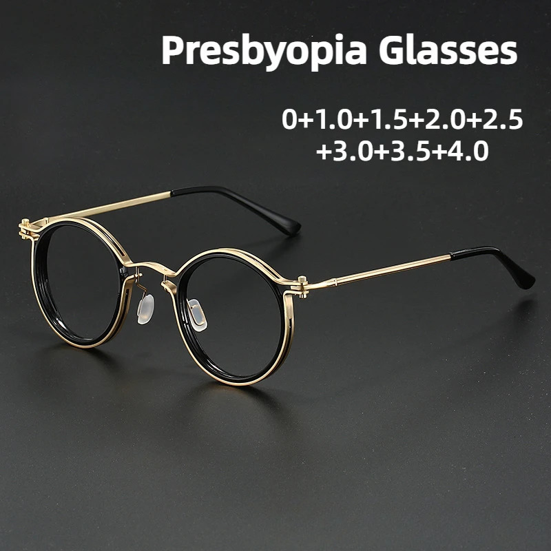 2025 Retro Men's Anti-blue Light Reading Glasses Women's Classic Round Frame Glasses Transparent Lens Presbyopia Glasses261019