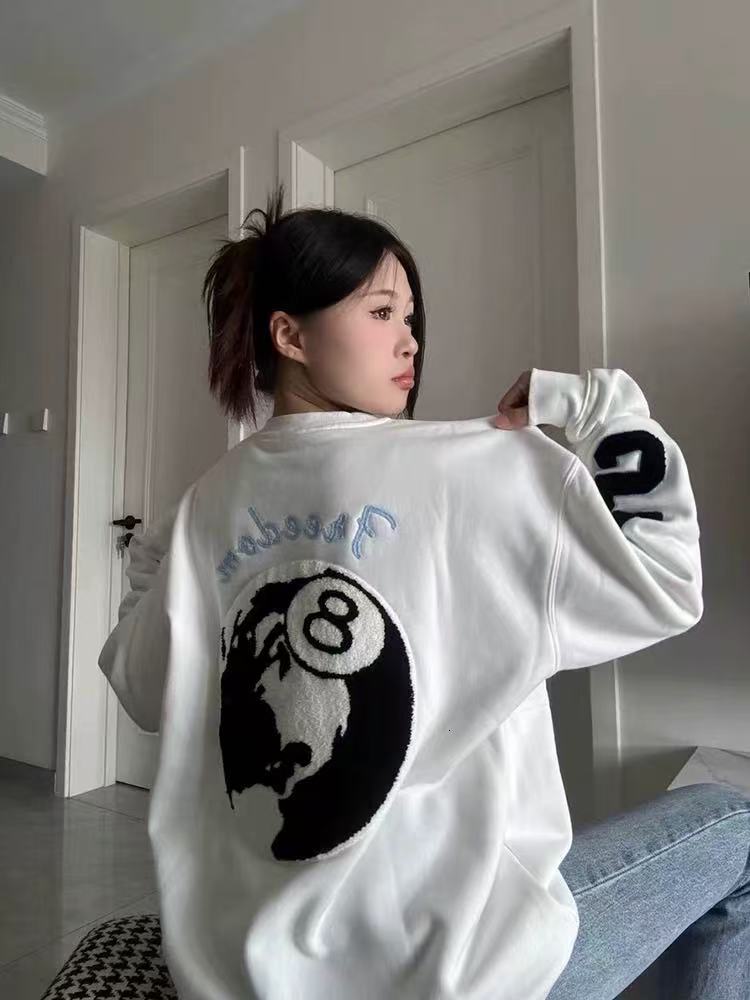 High-End Fashion Daily Luxury Clothing Trendy Chinese-Style American Letter Embroidery Round-Neck Fleece Sweatshirt For Women, Autumn And Winter, Ho