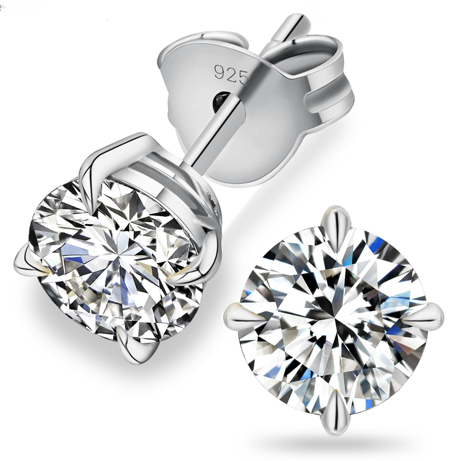 Pass GRA VVS1 05ct 06ct 08ct 10ct 925 Sterling Silver Diamond Men Earring Moissanite Wedding Stud Earrings for Women