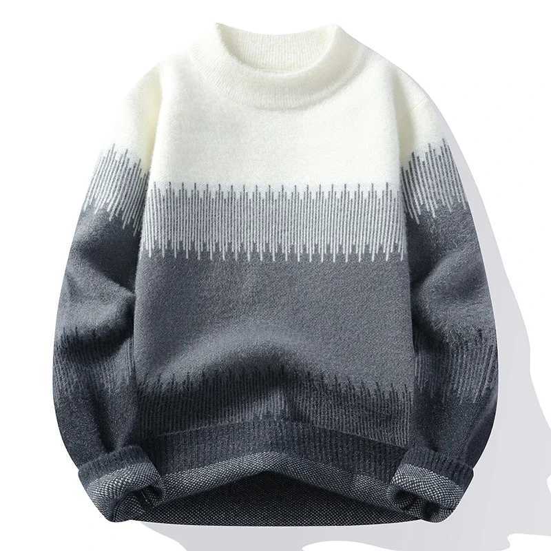 Sweaters Men's Knitted Fashion Patchwork 2025 Autumn Winter Loose Fit Men Sweater Thicken Warm Wool Pullovers Full Size M-4XL M261016