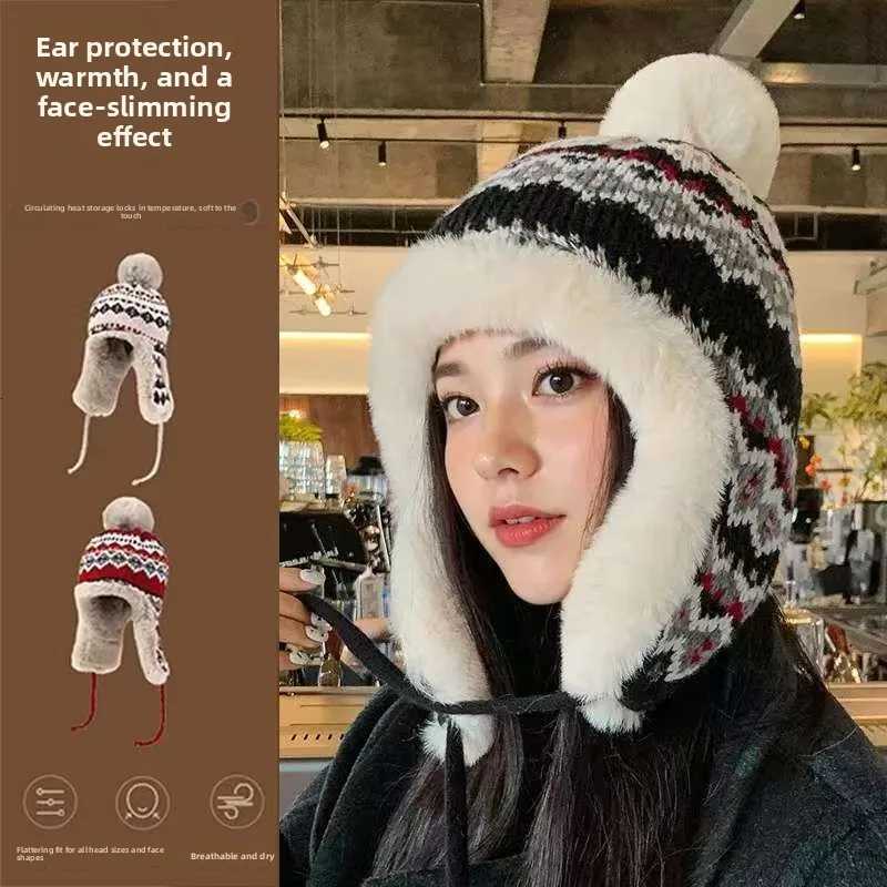 Beanie/Skull Caps Winter WarmHat Thermal Knitted Thick Fleece Earflap Hat Plush Windproof Women Winter Outdoor Travel Hiking Ski Hat Q261017