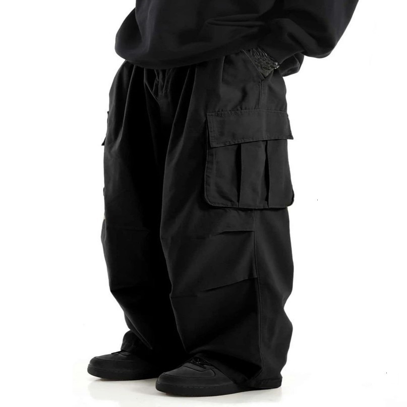 plus Size Mens Workwear Wide Leg Pants Loose Street Style Trendy Cargo Trousers 261019