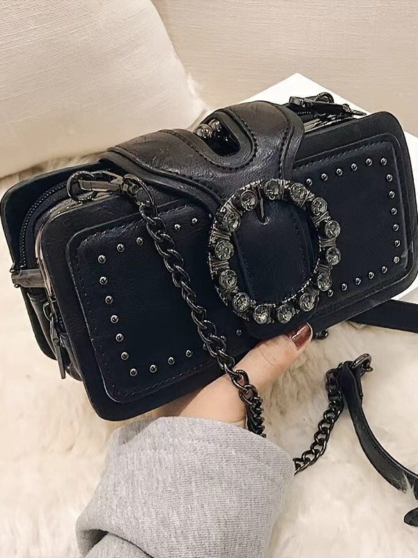 Luxury Brand Designer Bag -Style Mini Chain 2026 Bags, Trendy Unique Shoulder Crossbody Bag, Diamond-Embellished European And American Vintage Bag L