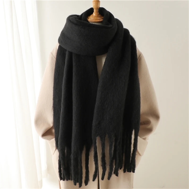 Winter Scarf For Women Cashmere Warm Solid Pashmina Blanket Wraps Female Thick Soft Bufanda Big Tassel Shawl Long Poncho Echarpe260928ww