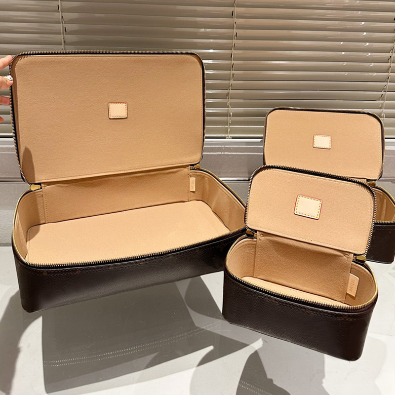 Designer Makeup Bags Storage Box Fashion Vintage Travel Cases Bag Zipper Leather Luxury Pink Ladies Cosmetic Jewelry Box