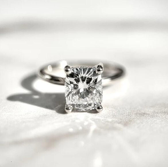 Cushion Cut Moissanite Engagement Ring 925 Sterling Silver 18K Gold Plated Luxury Prong Setting Promise Wedding Anniversary