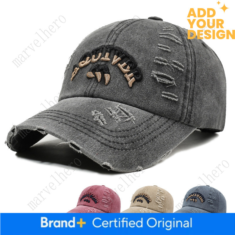Washed Three Dimensional Embroidered Baseball Cap Distressed And Ripped American Retro Style Versatile Large Size Sun Hat Wholesale