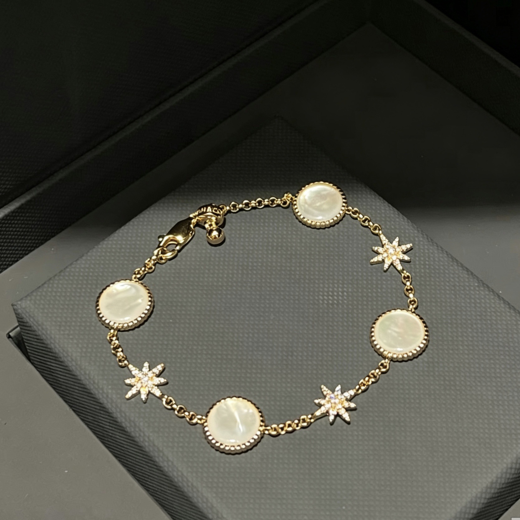 Apmmonaco Jewelry Designer Luxury Bracelet For Woman Men Luxe Bangle Six-pointed Star Mother-of-pearl Bracelet Jewelry Sun Moon And Stars
