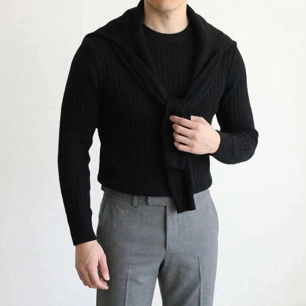 Sweater New Mens Cable Knit Long Slve Crewneck Pullover Winter Slim Fit Solid Color Casual Jumpers Classic Thermal Knitwear M261016