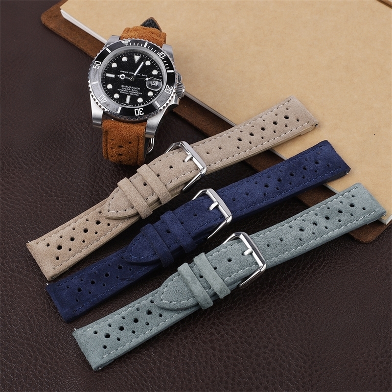 Vintage Suede Leathetr Watch Strap 18mm 20mm 22mm 24mm Handmade Watchband Blue Brown Replacement Belts for Watch Accessories260928ww