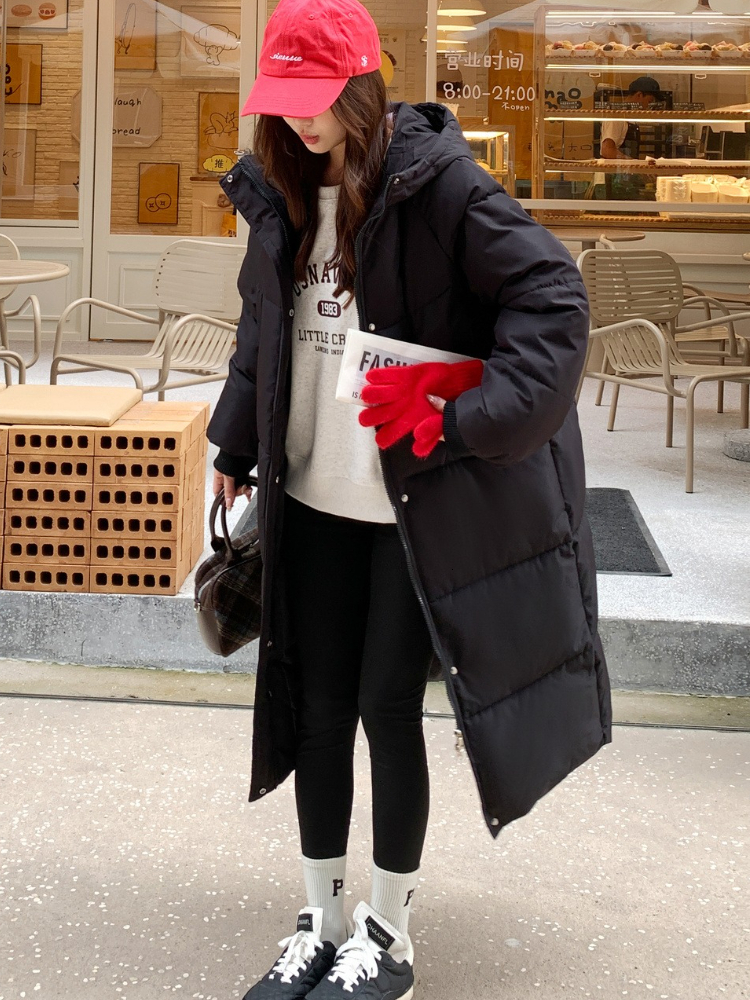Women Puffer Down Jacket Coat Winter 2026 Women Fashionable Loose Cotton Jacket Coat Long Versatile Bread Outerwear Female Hooded Thick Warm Casual