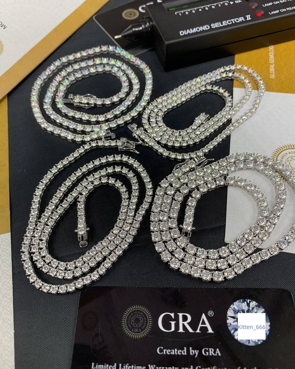 Same Day Shipping 925 Sterling Silver 2mm 3mm 4mm D Color VVS Moissanite Chain Necklace Certified by diamond Testing