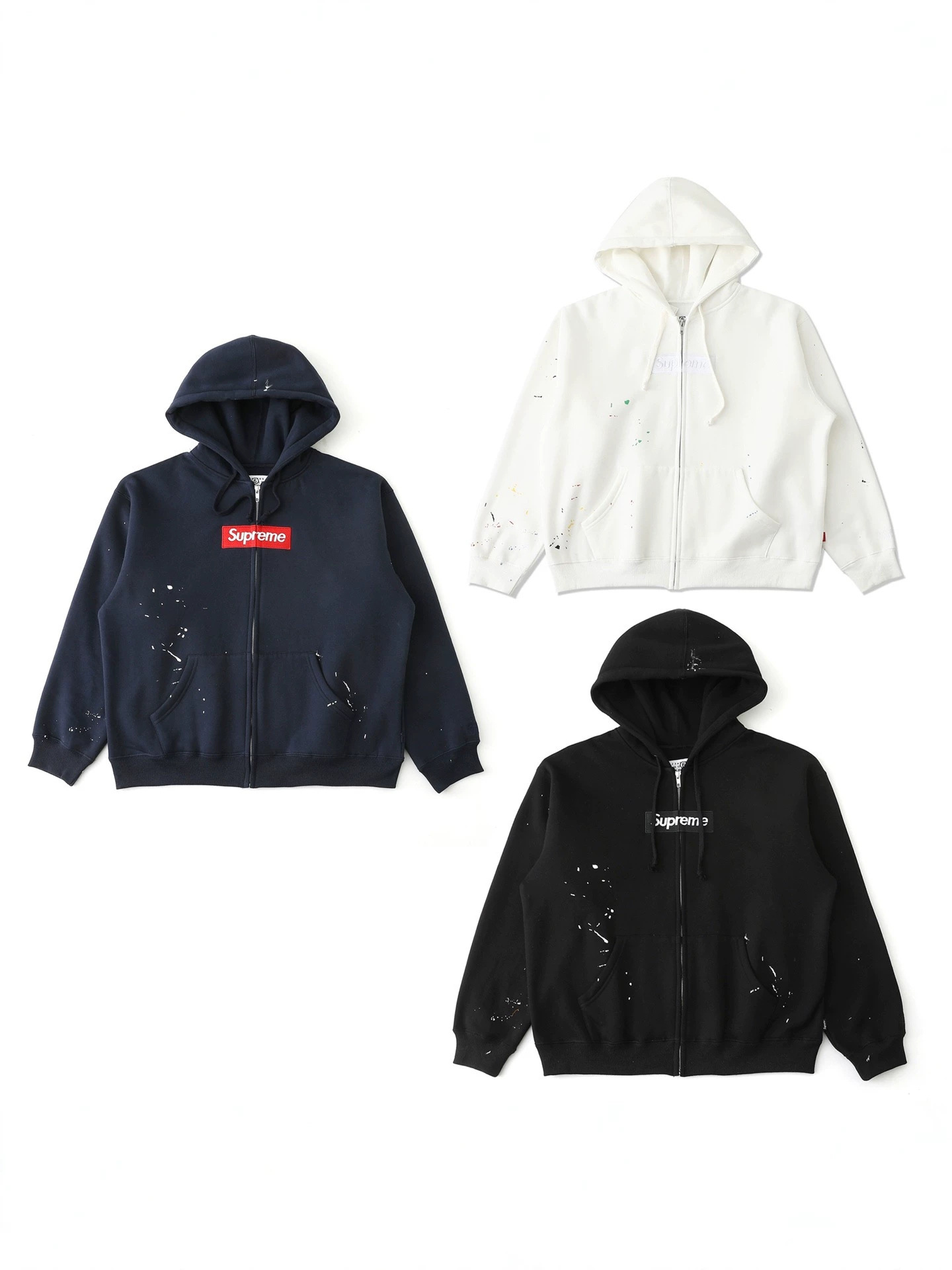 Cross-border 26FW Spring/Summer New Direct Supply designer luxury Sup*M-M6-WEEK4 Splash-Ink Pattern Zip-Up Hoodie Couple Style