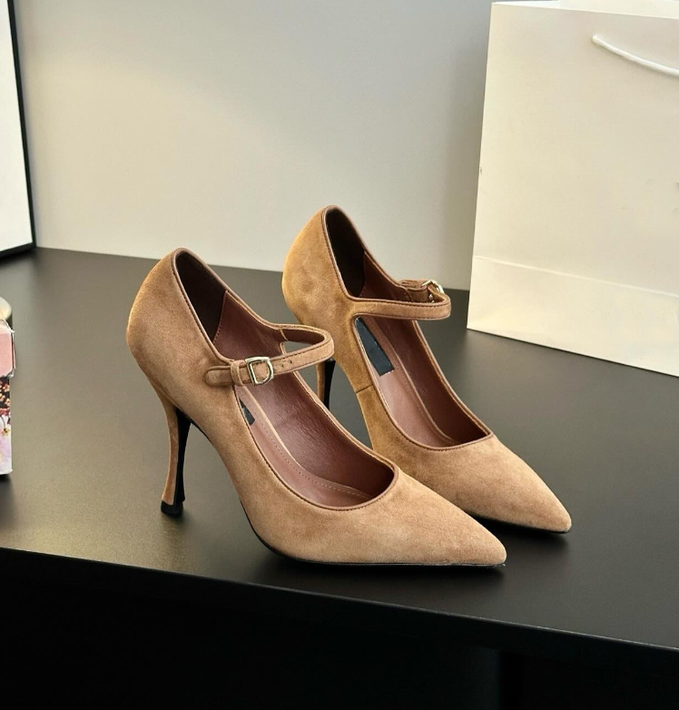 Ballerinas Sandal Designer Women High Heels Dress Pump Suede And Nappa Leather Ballerinas Mary Jane Pointed Toe Slip On Brand Slide Sandals Dress we