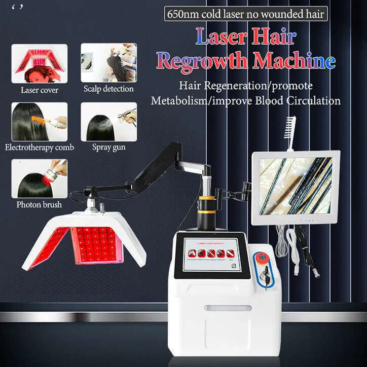 Professional Diode Laser 650Nm Hair Growth Scalp Care Anti Hair Loss 5 In 1 Scalp Massage Repairing Health Detection Hair Care Laser Instrumen