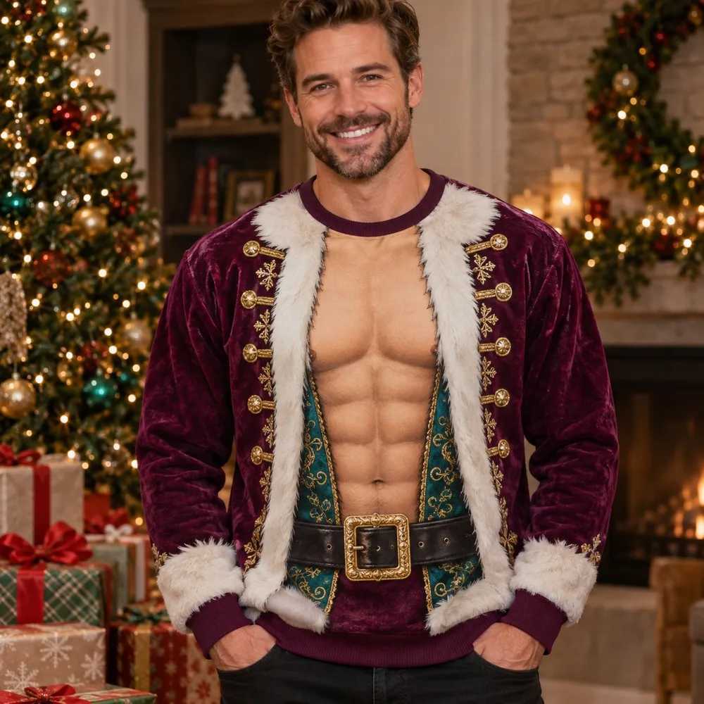 2026 Santa Come Ugly Christmas Sweater for Men Women Festive Holiday Party Crewneck Pullover Long Sleeve Seasonal Sweaters T261019