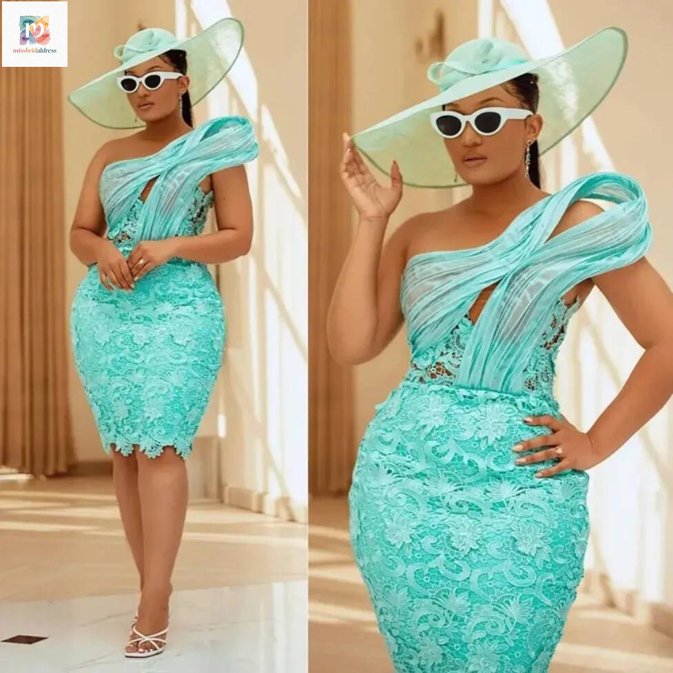 Mint Elegant Cocktail Dresses Women Short Prom Lace Decorated Knee Length Birthday Party Dress For African Black Girls W0413 Mb019