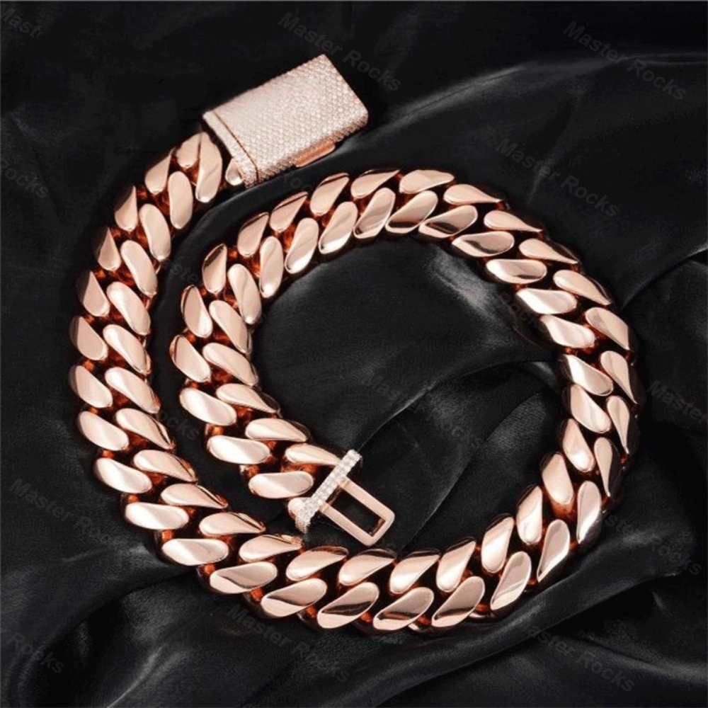 24mm 925 Sterling Silver Cuban Link Chain Hiphop Moissanite Lock Iced Out VVS Moissanite Cuban Link Chain