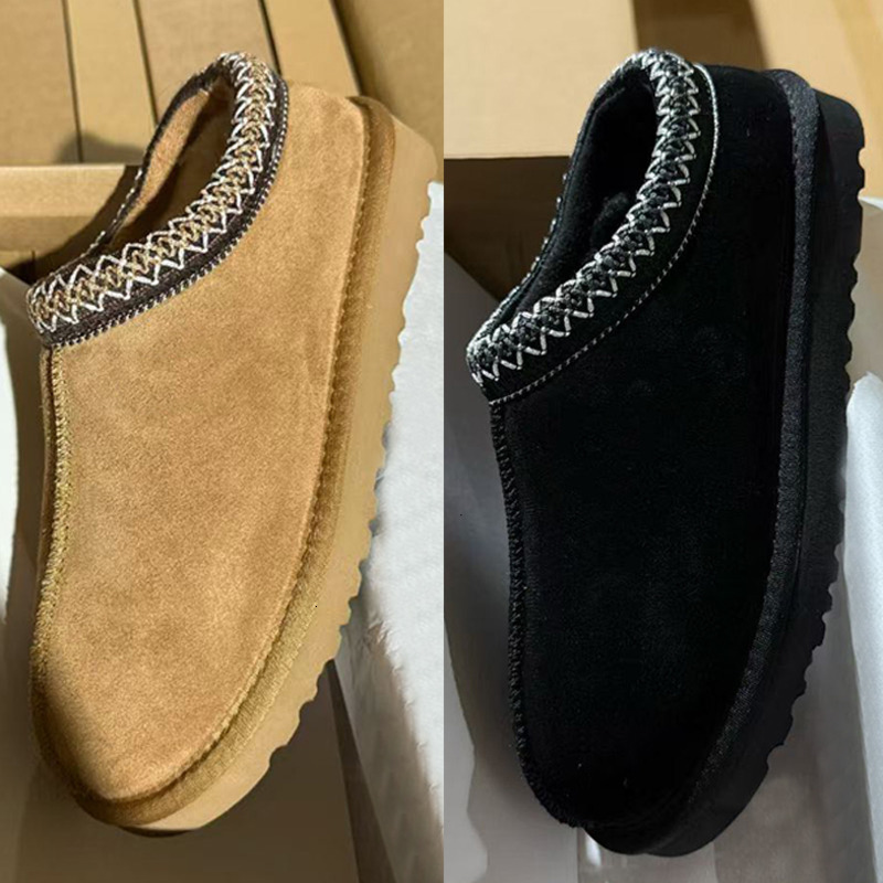 EU35-47 Men Tasman Slippers Women Designer Shearling Mules Free Shipping Tazz Slipper Slides Ultra Mini Boot Chestnut Suede Clogs Winter Warm Backle