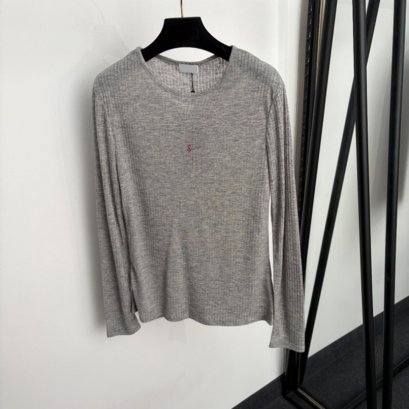 See Through T Shirts Designer Sexy Thin Breathable Long Sleeve Tees Women Casual Embroidered Based Tops