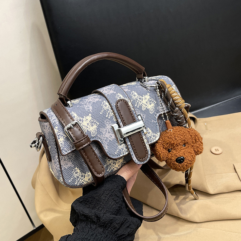 Luxury Brand Designer Bag High-End Single-Shoulder Printed Handbag Women, 2025 New Collection, Niche Design, Stylish Small Square Bag, Suitable For