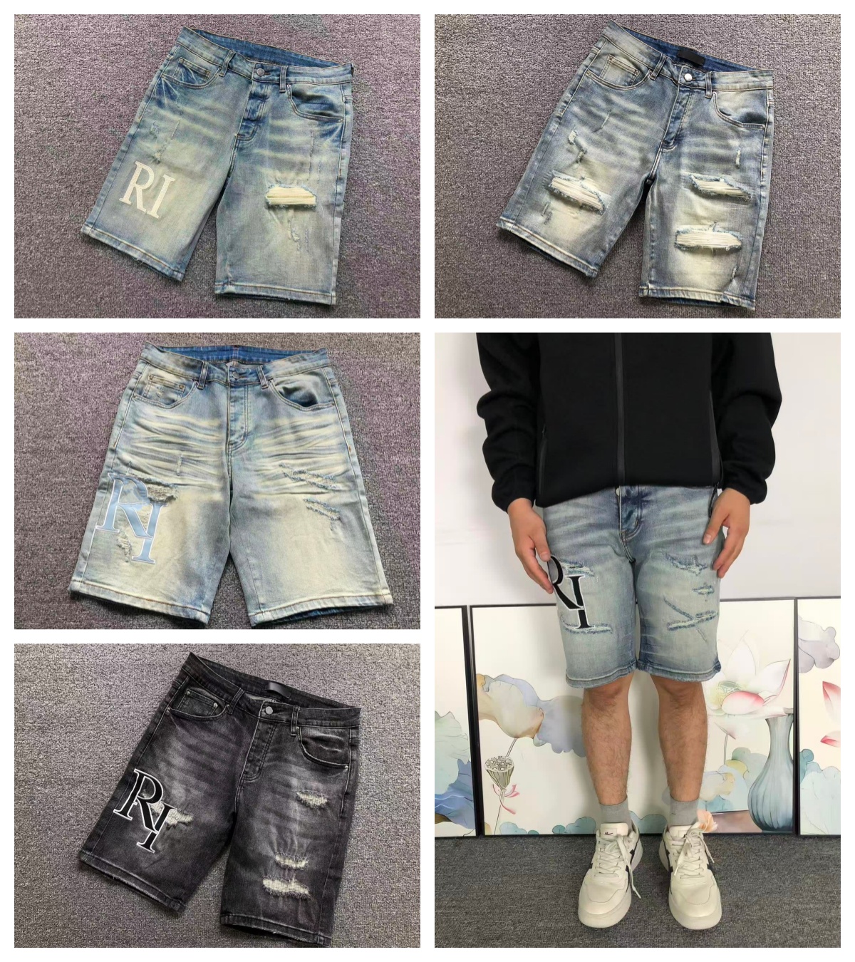 Amirilly Men's Designer short mens jeans Hip Hop Casual short Knee lenght jean clothing high quality shorts jeans