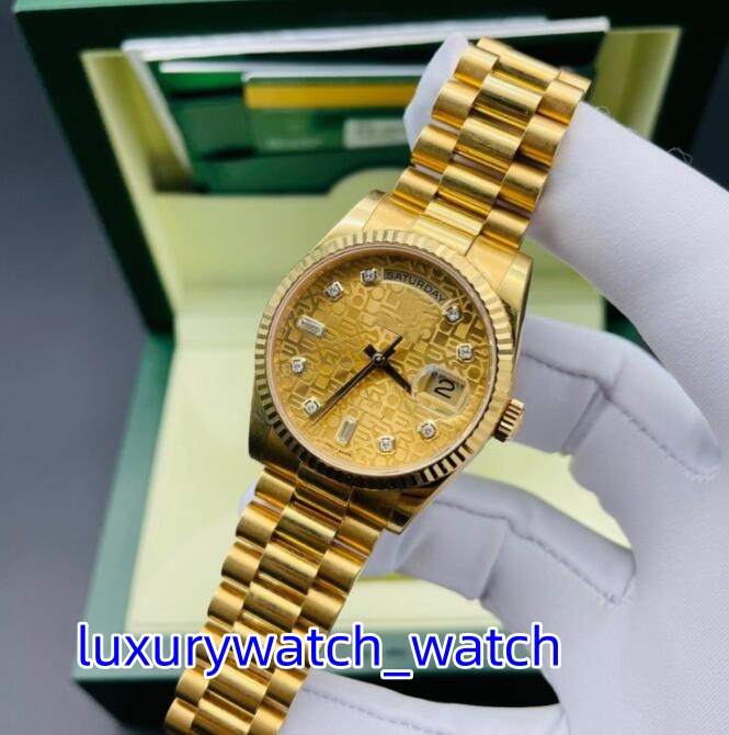 Ladies Watches Women Classic Pattern Dial 118238 36mm Sapphire Glass Mechanical Automatic 18k Yellow Gold Steel Bracelet Unisex Watch With Box & Pap