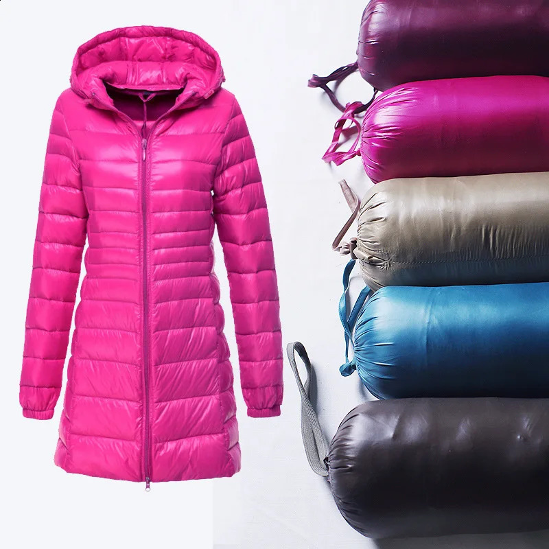 Women's Autumn Winter Ultralight Down Jacket White Duck Down Long Coats Outdoor Windproof Skiing Hiking Trekking Jackets S-7XL 261014