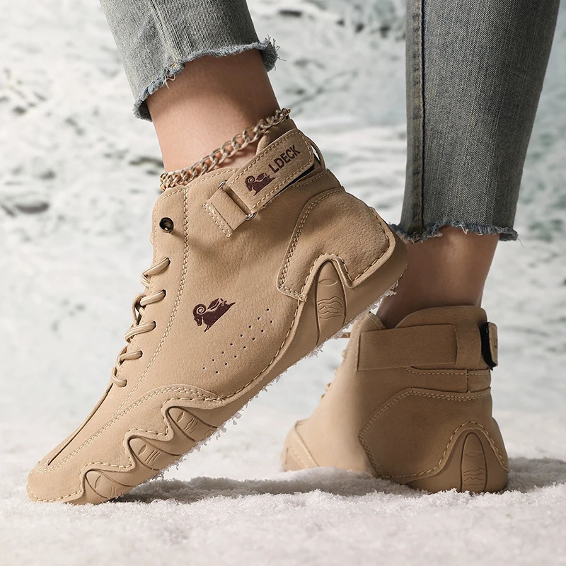 Boots for Women Winter Shoes Waterproof Ankle Boots Comfortable Warm Fur Plush Snow Boot Leather Casual Short Boots 261019
