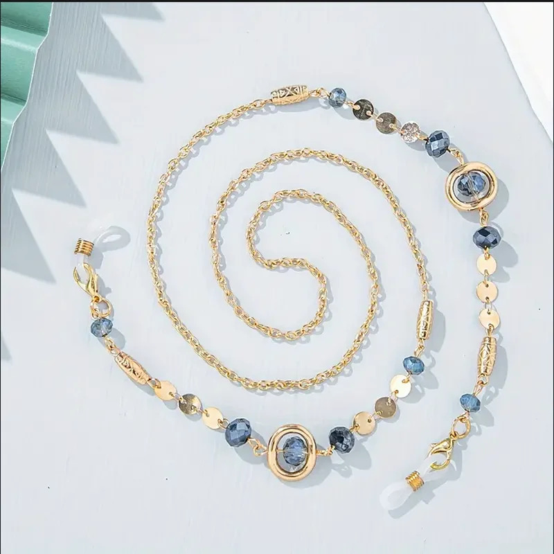 Metal Chain Rhinestone Glasses Hanging Chain Women's High Quality Non-Falled Ocean Blue Anti-Loss Anti-Slip Neck Glasses Hanging261019