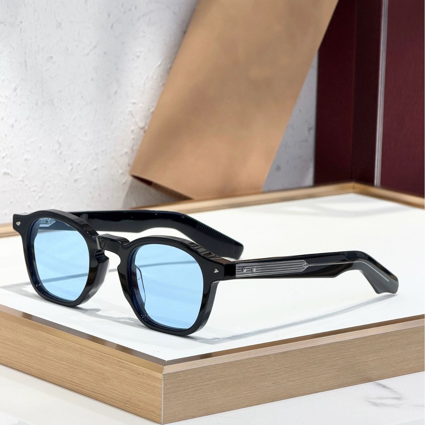 ZEPHIRIN Fashionable New Handmade Acetate Round Frame Sunglasses Unique Trendy Brand Sun Glasses Vintage Clear Square Acetate Sunglasses Unisex