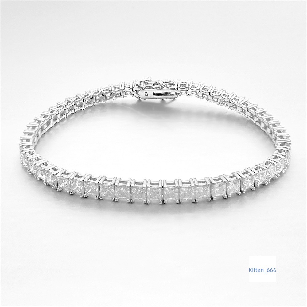 SQ2.5 Men's Jewelry VVS Moissanite Diamond Hip Hop Style Tennis Chain Bracelet 925 Sterling Silver Brilliant 2.5mm