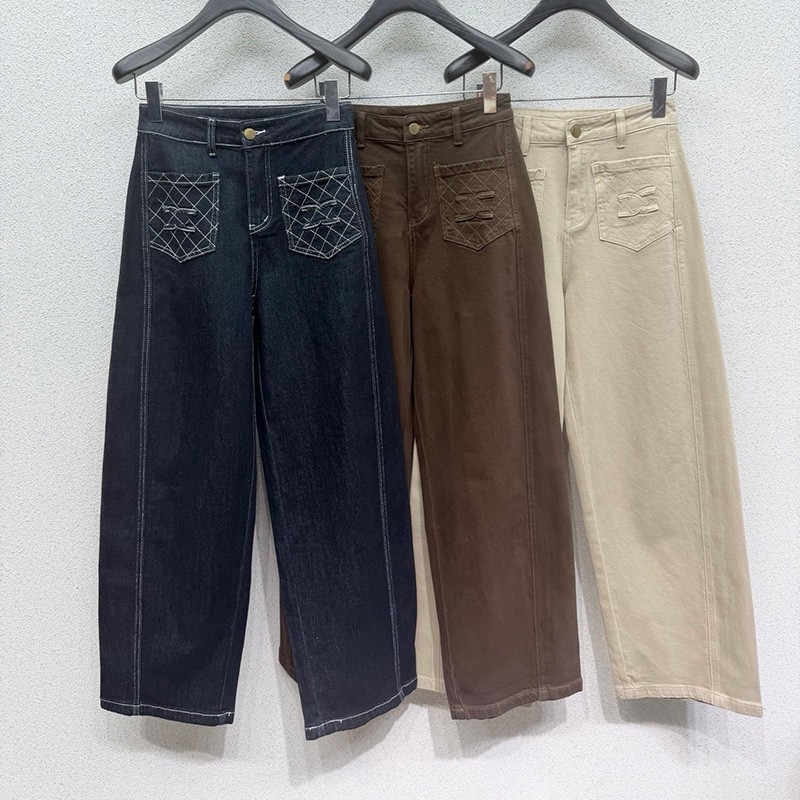 Women High Waist Wide Leg Jeans Rhombus Embroidery Loose Straight Denim Pants Autumn Winter Streetwear Y2K Style Jean Trousers