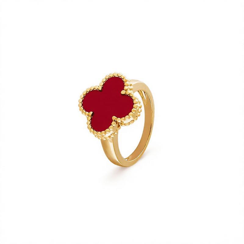Designer Jewelry vanly cliff rings Gold-Plated Copper Four-Leaf Clover Ring With Diamonds Perfect Gift Your Girlfriend