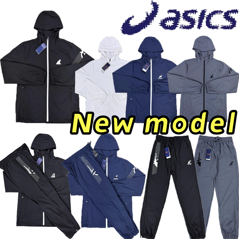 Designer asicsly tracksuit Mens New Jogging Set Quick Dry Breathable Reflective Print Running Gym Outdoor Casual Streetwear Fitness Full Zipper Spor