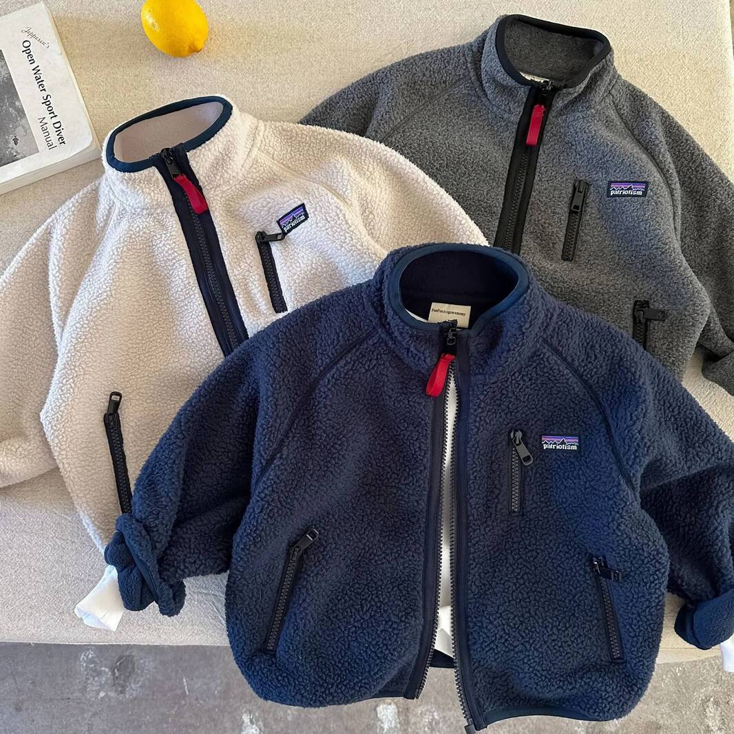 Boys Jacket Patriotism Kids Fleece Cotton Jacket Winter New outerwear Stock Baby Boys U0026 Girls Cute Sherpa Lined Coat W/Kangaroo Pockets Unisex T